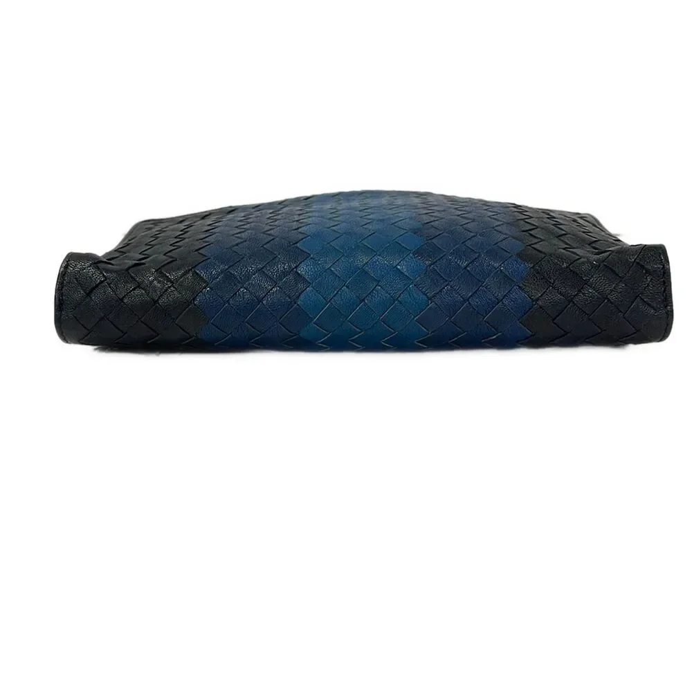 Bottega Veneta Intrecciato Clutch Bag Dark Navy Blue